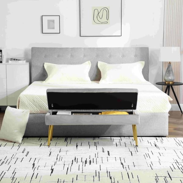 Rootz Modern Minimalist Säilytyspenkki - Velvet Ottoman - Pehmustettu istuin - Runsaasti säilytystilaa - 111L x 35L x 44,5K cm