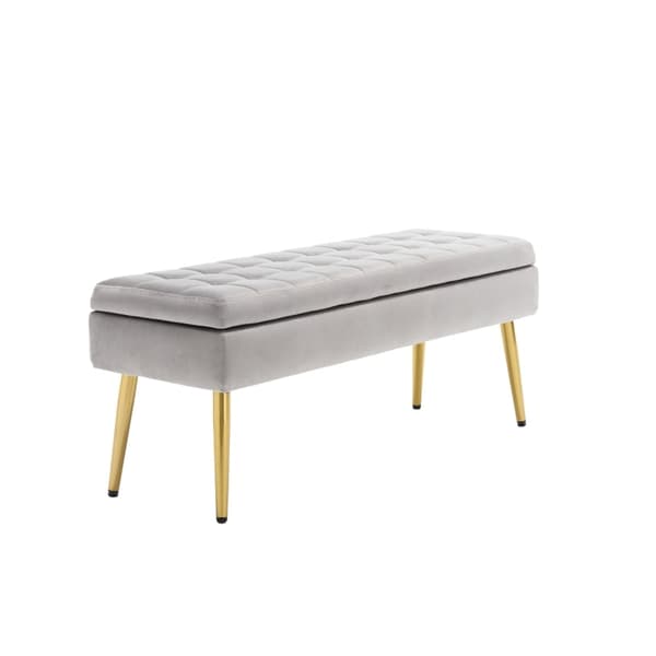 Rootz Modern Minimalist Säilytyspenkki - Velvet Ottoman - Pehmustettu istuin - Runsaasti säilytystilaa - 111L x 35L x 44,5K cm