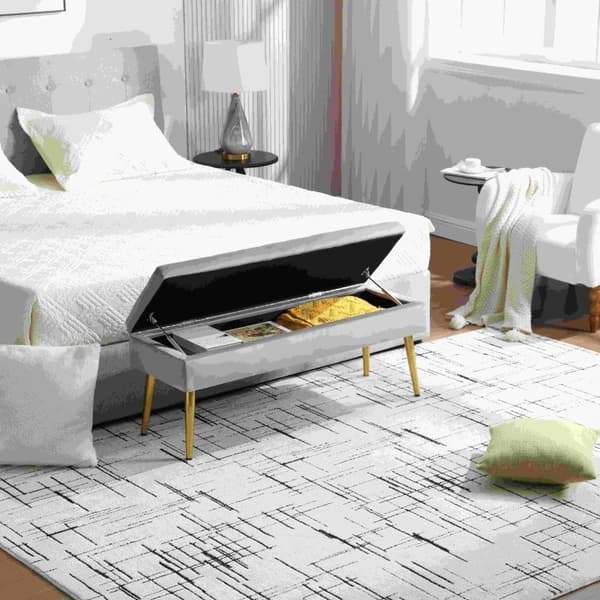 Rootz Modern Minimalist Säilytyspenkki - Velvet Ottoman - Pehmustettu istuin - Runsaasti säilytystilaa - 111L x 35L x 44,5K cm