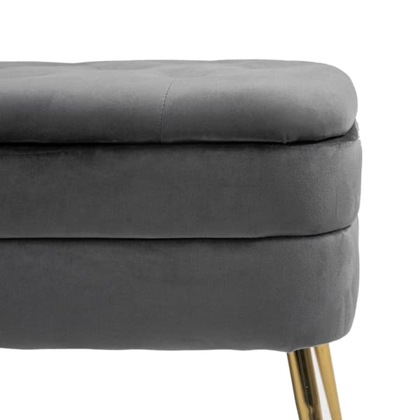Rootz Velvet Förvaringsbänk - Klädd ottomansk - Kuddsits - Komfort och lyx - 104cm x 40cm x 51cm
