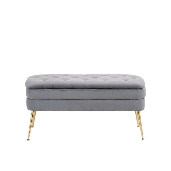 Rootz Velvet Förvaringsbänk - Klädd ottomansk - Kuddsits - Komfort och lyx - 104cm x 40cm x 51cm
