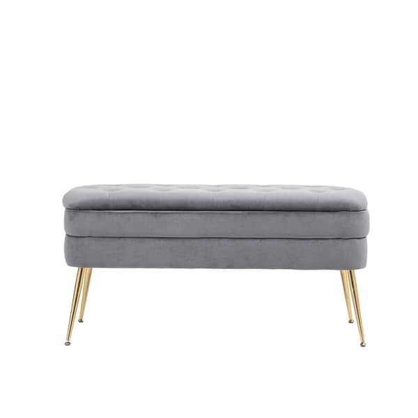 Rootz Velvet Förvaringsbänk - Klädd ottomansk - Kuddsits - Komfort och lyx - 104cm x 40cm x 51cm