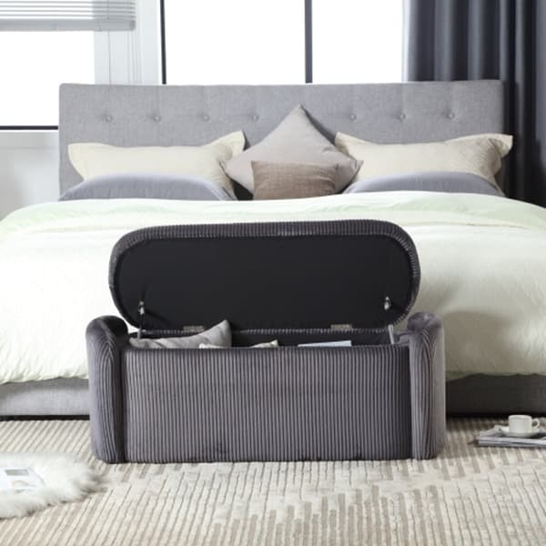 Rootz Velvet Opbevaringsskammel - Ottoman - Fodskammel - Rigelig opbevaring - 112L x 41W x 42H cm