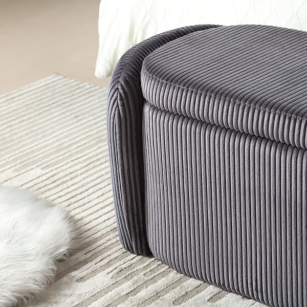 Rootz Velvet Opbevaringsskammel - Ottoman - Fodskammel - Rigelig opbevaring - 112L x 41W x 42H cm