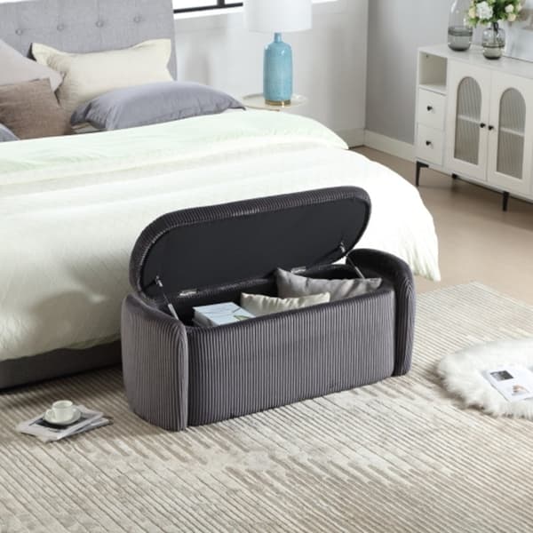 Rootz Velvet Opbevaringsskammel - Ottoman - Fodskammel - Rigelig opbevaring - 112L x 41W x 42H cm