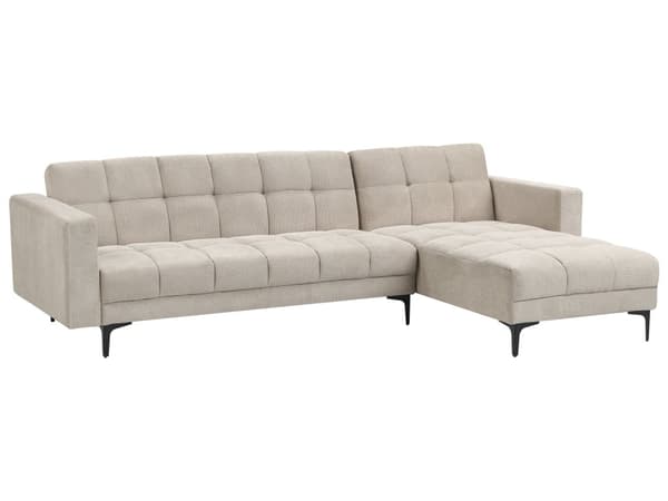 Hörnsoffa Vänster Beige Polyestertyg Klädsel 4-sits Lutande Fällbart Ryggstöd 3 positioner Modern Stil Vardagsrum Sovrum