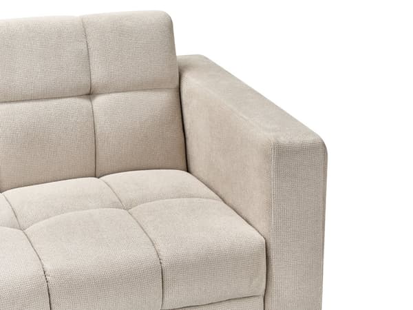 Soffa Beige Polyestertyg 3-sits Fällbart Ryggstöd 3 Lägen Modern Stil Tuftad Vardagsrum