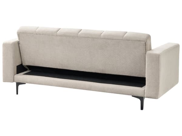 Sofa Beige Polyester Stoff Polstring Liggende Ryggstøtte 3 Stillinger