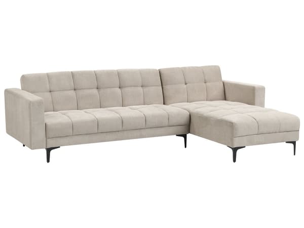 Venstre Hjørnesofa Beige Polyester Stoff Polstring Liggende Ryggstøtte 3 Posisjoner Click-Clack