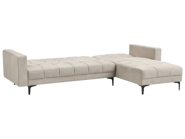 Venstre Hjørnesofa Beige Polyester Stoff Polstring Liggende Ryggstøtte 3 Posisjoner Click-Clack
