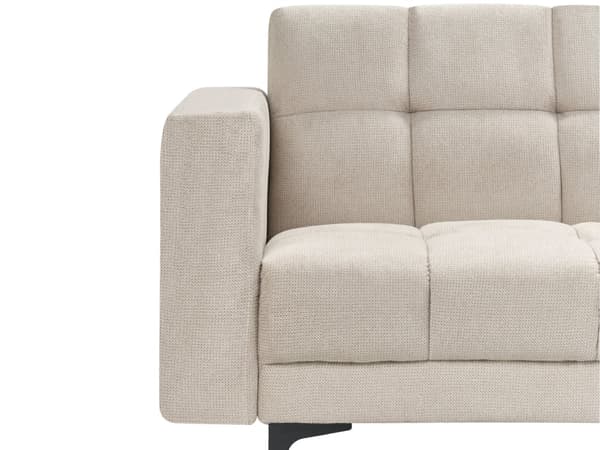 Venstre Hjørnesofa Beige Polyester Stoff Polstring Liggende Ryggstøtte 3 Posisjoner Click-Clack