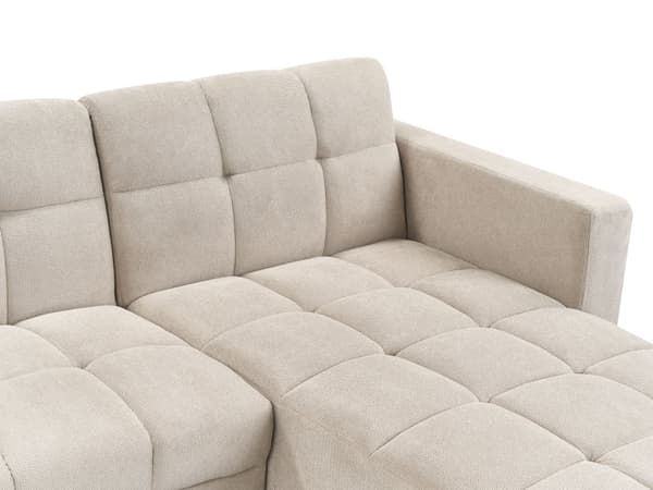 Venstre Hjørnesofa Beige Polyester Stoff Polstring Liggende Ryggstøtte 3 Posisjoner Click-Clack