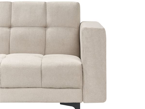 Høyre Hjørnesofa med Ottoman Beige Polyester Stofftrekk Liggende Ryggstøtte 3 Stillinger Click-Clack