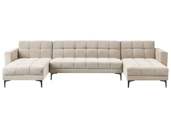 Sovesofa Beige Polyester 5 Personers Moderne Blød U Sofa Sofaseng Fem Personers Designsofa Chaiselong Splitback Stofsofa God Liggekomfort