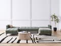Miniatyrbillede 4 af 11: Sovesofa Grøn Polyester 5 Personers Moderne Blød U Sofa Sofaseng Fem Personers Designsofa Chaiselong Splitback Stofsofa God Liggekomfort