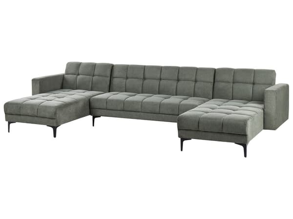 Sovesofa Grøn Polyester 5 Personers Moderne Blød U Sofa Sofaseng Fem Personers Designsofa Chaiselong Splitback Stofsofa God Liggekomfort