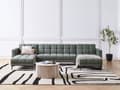 Miniatyrbillede 2 af 11: Sovesofa Grøn Polyester 5 Personers Moderne Blød U Sofa Sofaseng Fem Personers Designsofa Chaiselong Splitback Stofsofa God Liggekomfort