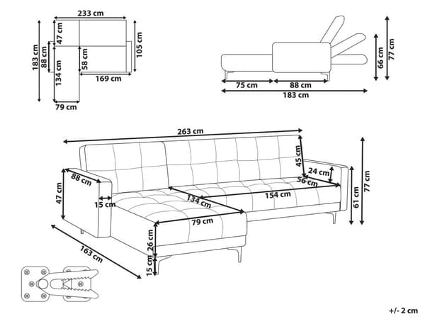 Sovesofa med Chaiselong Grøn Polyester 4 Personers Sofa L Formet Hjørnesofa Dyb Sofaseng Blød Stofsofa Design Hjørnesovesofa Højrevendt