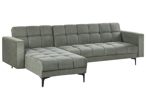 Sovesofa med Chaiselong Grøn Polyester 4 Personers Sofa L Formet Hjørnesofa Dyb Sofaseng Blød Stofsofa Design Hjørnesovesofa Højrevendt