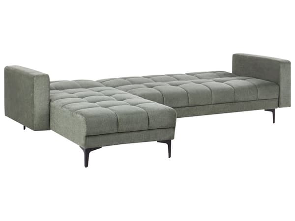 Sovesofa med Chaiselong Grøn Polyester 4 Personers Sofa L Formet Hjørnesofa Dyb Sofaseng Blød Stofsofa Design Hjørnesovesofa Højrevendt
