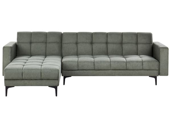 Sovesofa med Chaiselong Grøn Polyester 4 Personers Sofa L Formet Hjørnesofa Dyb Sofaseng Blød Stofsofa Design Hjørnesovesofa Højrevendt