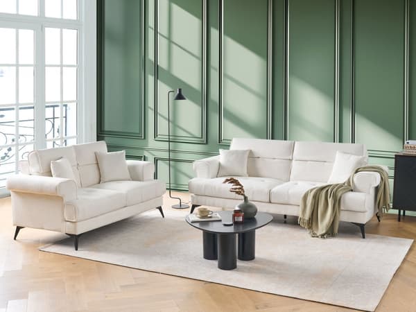 Sofasæt Hvid Boucle 3 2 Personers Sofagruppe med Splitback Sovefunktion Stue Indretning