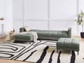 Miniatyrbillede 4 af 11: Sovesofa med Chaiselong Grøn Polyester 4 Personers Sofa L Formet Hjørnesofa med Fodskammel Dyb Sofaseng Blød Stofsofa Design Hjørnesovesofa Højrevendt