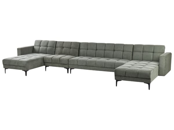 Sovesofa Grøn Polyester 6 Personers Moderne Blød U Sofa Sofaseng Fem Personers Designsofa Chaiselong Splitback Stofsofa God Liggekomfort