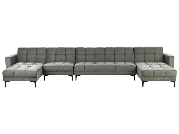 Sovesofa Grøn Polyester 6 Personers Moderne Blød U Sofa Sofaseng Fem Personers Designsofa Chaiselong Splitback Stofsofa God Liggekomfort