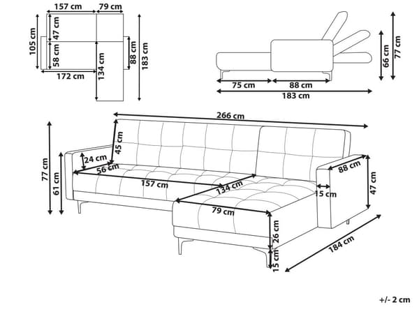 Sovesofa med Chaiselong Grøn Polyester 4 Personers Sofa L Formet Hjørnesofa Dyb Sofaseng Blød Stofsofa Design Hjørnesovesofa Venstrevendt