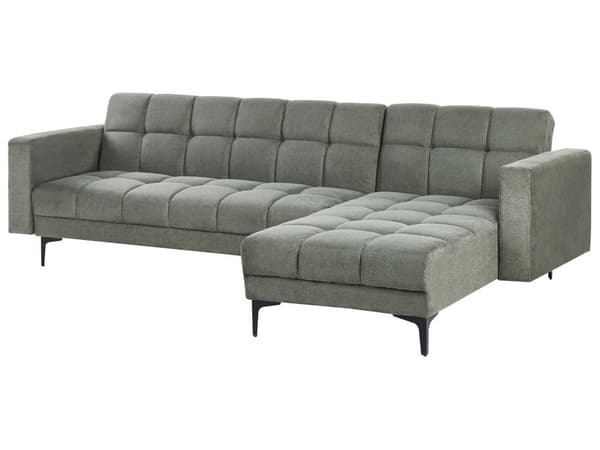 Sovesofa med Chaiselong Grøn Polyester 4 Personers Sofa L Formet Hjørnesofa Dyb Sofaseng Blød Stofsofa Design Hjørnesovesofa Venstrevendt