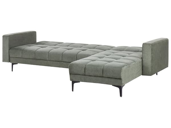 Sovesofa med Chaiselong Grøn Polyester 4 Personers Sofa L Formet Hjørnesofa Dyb Sofaseng Blød Stofsofa Design Hjørnesovesofa Venstrevendt