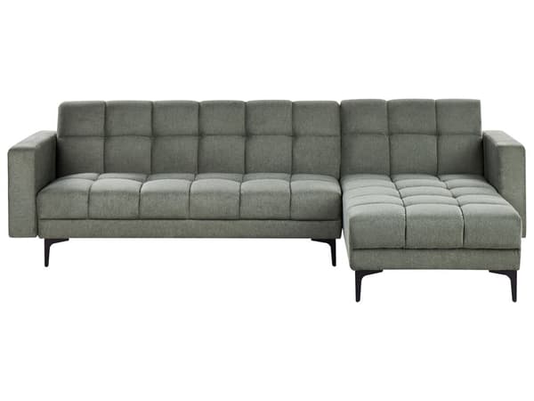 Sovesofa med Chaiselong Grøn Polyester 4 Personers Sofa L Formet Hjørnesofa Dyb Sofaseng Blød Stofsofa Design Hjørnesovesofa Venstrevendt