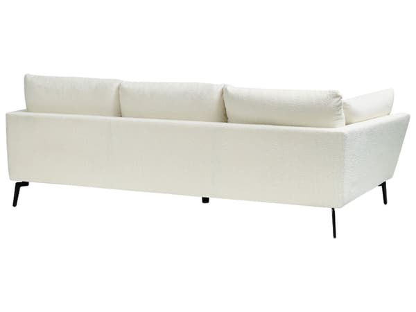 Soffa Vit Bouclé Tyg Polyester Klädsel Metallben 4 Sittplatser Kraftigt Vadderad Minimalistisk Stil Vardagsrumsmöbler