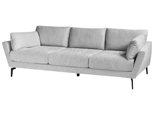 Soffa Grå Bouclé Tyg Polyester Klädsel Metallben 4 Sittplatser Kraftigt Vadderad Minimalistisk Stil Vardagsrumsmöbler