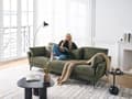 Miniatyrbild 4 av 11: Soffa Grön Bouclé Tyg Polyester Klädsel Metallben 4 Sittplatser Kraftigt Vadderad Minimalistisk Stil Vardagsrumsmöbler