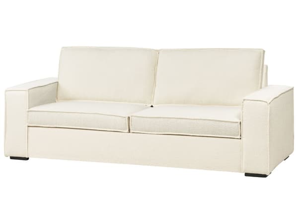 Bäddsoffa Off-White Bouclétyg 2-sits konvertibel Sovsoffa med Madrass Vardagsrum Gästrum