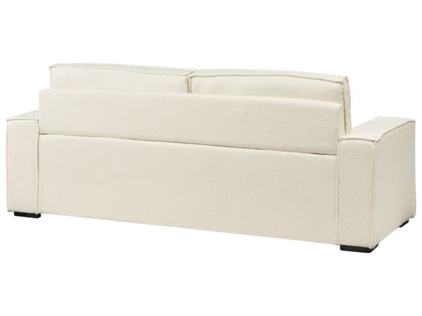 Bäddsoffa Off-White Bouclétyg 2-sits konvertibel Sovsoffa med Madrass Vardagsrum Gästrum
