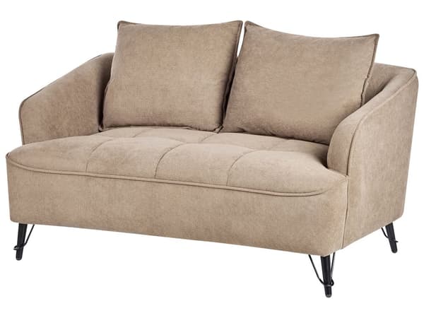 Soffa 2-sits Brun Tyg Klädsel Extra Kuddar Modern Stil Vardagsrumsmöbler