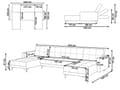 Miniatyrbild 3 av 11: Soffa 5-sits U-formad Grön Polyester Tyg Klädsel Reclinersoffaa Liggande Ryggstöd 3 Lägen Klick-Klack
