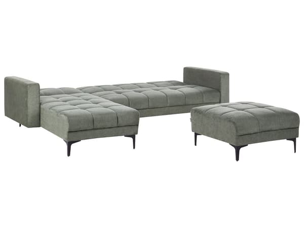Hörnsoffa Höger Bäddsoffa med Fotpall Grön Klädsel Polyester Tyg Recliner Ryggstöd 3 Lägen Klick- Klack
