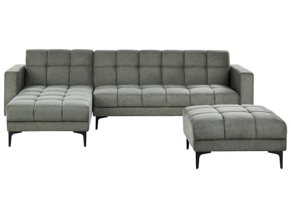 Hörnsoffa Höger Bäddsoffa med Fotpall Grön Klädsel Polyester Tyg Recliner Ryggstöd 3 Lägen Klick- Klack
