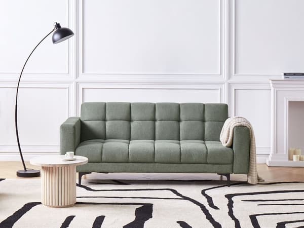 Soffa Grön Polyester Tyg Klädsel Recliner Ryggstöd 3 Lägen