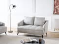 Miniatyrbild 2 av 11: Soffa 2-sits Grå Tyg Klädsel Extra Kuddar Modern Stil Vardagsrumsmöbler