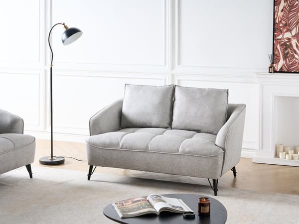 2-seters Sofa Grå Stoff Polstring Ekstra Puter Moderne Stil Stue Møbler