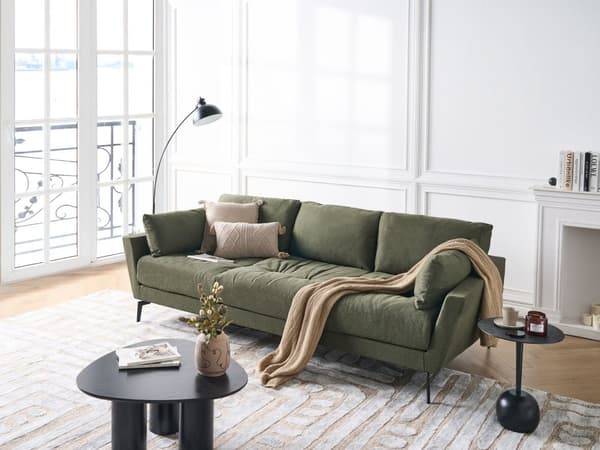 Sofa Grøn Polyester 4 Personers Tyk Polstret Dyb Blød Stofsofa til Stuen Moderne Inspiration Stue Møbel Moderne