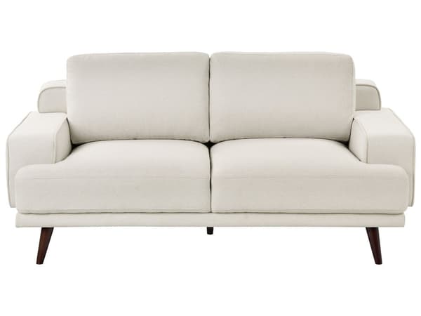 Sofa Beige Polyester 2 Personers Tyk Polstret Dyb Blød Stofsofa til Stuen Moderne Inspiration Stue Møbel