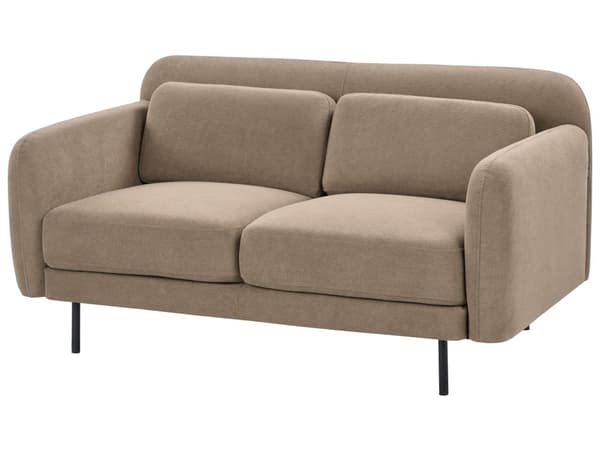 Sofa Brun Polyester 2 Personers Tyk Polstret Dyb Blød Stofsofa til Stuen Moderne Inspiration Stue Møbel