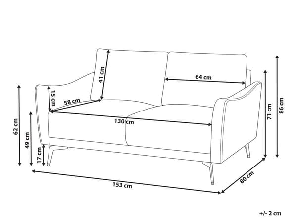 Sofa Off White Polyester 2 Personers Tyk Polstret Dyb Blød Stofsofa til Stuen Moderne Inspiration Stue Møbel