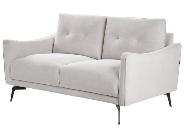 Sofa Off White Polyester 2 Personers Tyk Polstret Dyb Blød Stofsofa til Stuen Moderne Inspiration Stue Møbel
